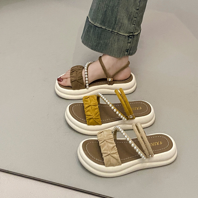 Ddmysports Stepping On Clouds Soft Leather For Women Summer New Versatile Slip On Dress Shoes Two Way Wear Sandals Outdoor Shoes