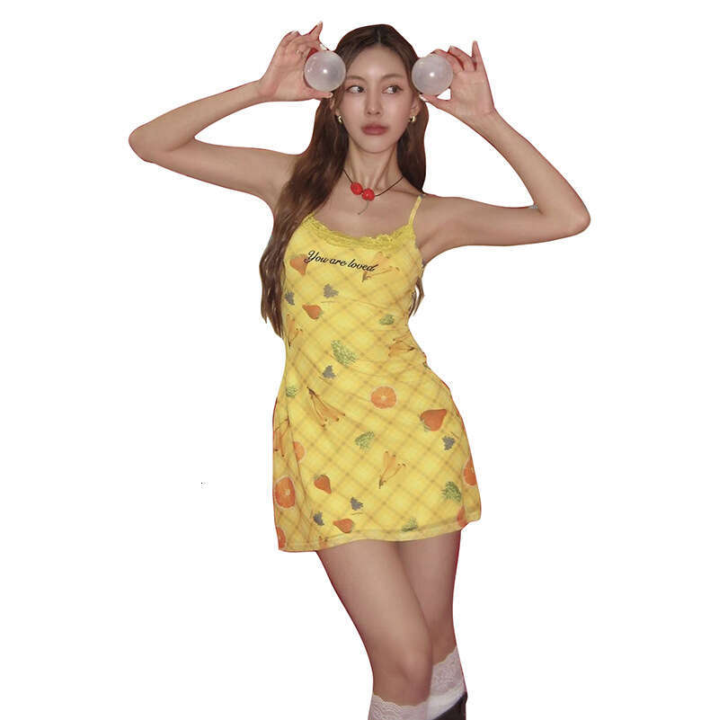 2025 Summer New Street Fashion Printed Sexy Strap Waist-Cinching Dress for Women 39e