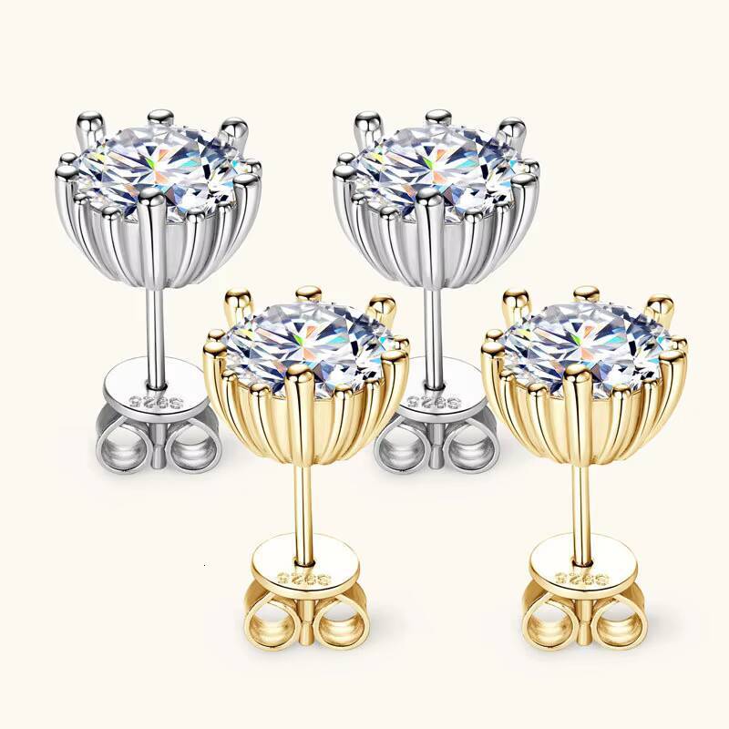 Fashionable Simple 2 Carat D Color Moissanite Earrings High-End S925 Sterling Silver Niche Design for Women