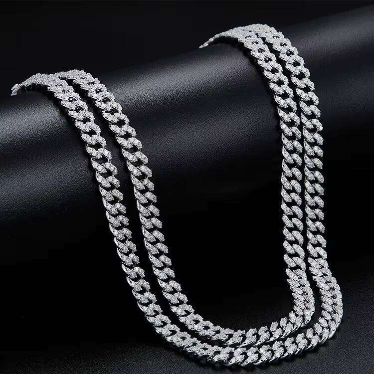 Fashion Hiphop Jewelry S Sterling 6mm Wide Single Row Moissanite Cuabn Link Chain