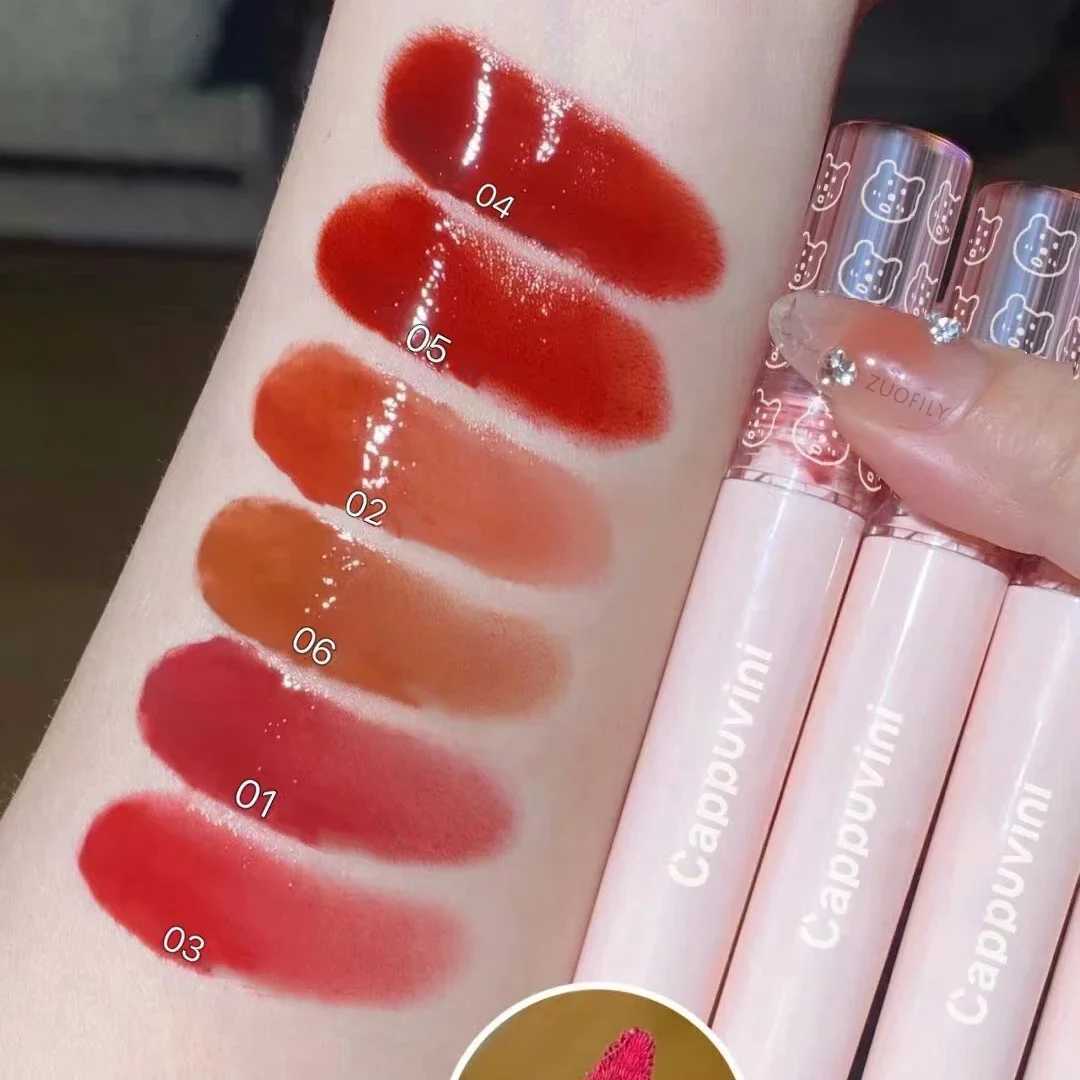 Cherry Pink Mirror Water Lip Gloss Lip Glaze Transparent Glass Lip Oil Waterproof Liquid Lipstick Nude Brown Clear Tint MakeupXJ250724