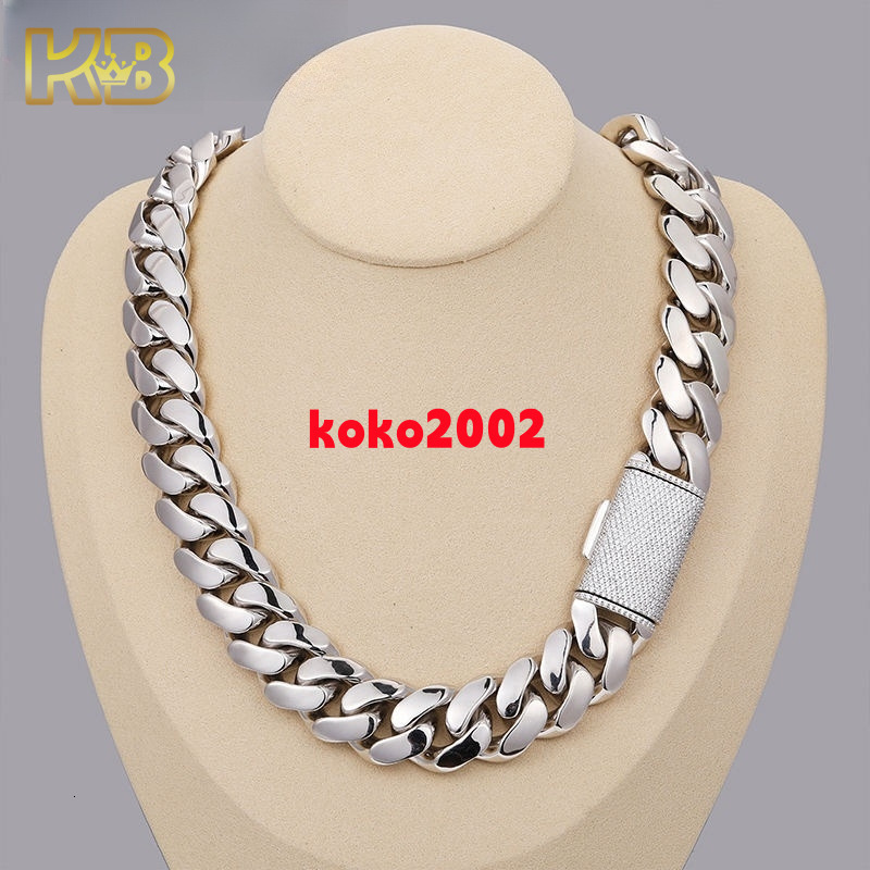 20mm VVS Moissanite Cuban Chain Necklace Iced Out Sterling Silver Hip Hop Jewelry with Box Clasp | Dropshipping Available