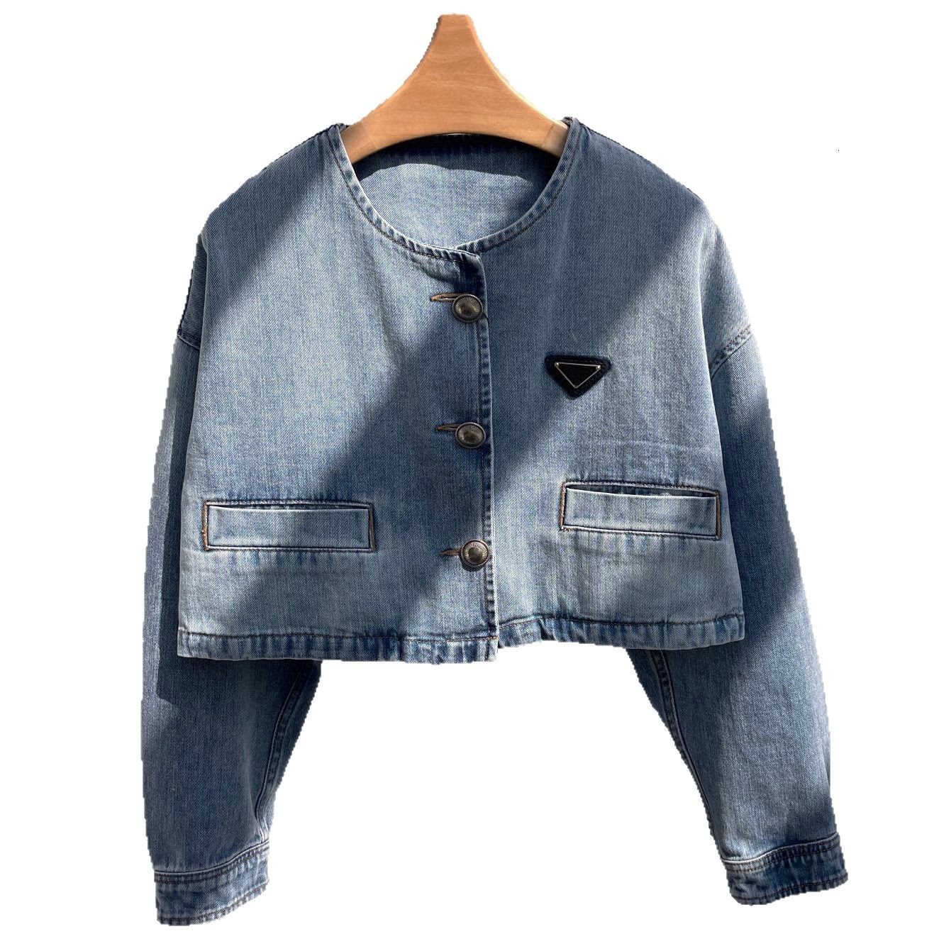 0410x7~Fashion Simple Soft Versatile Slimming Washed Round Neck Short Denim Jacket for Women 250724