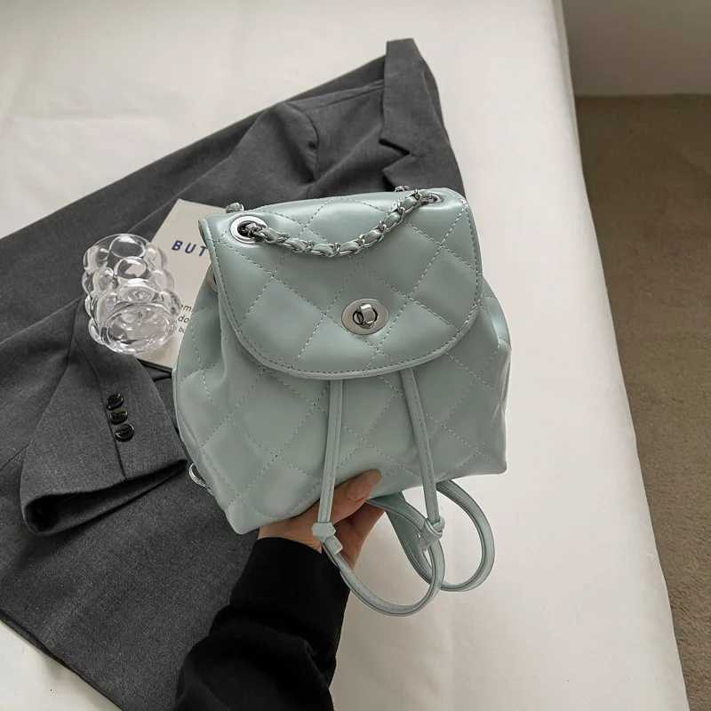 Mini Backpack Hundreds of Fashion Girls Backpack Ladies Casual Simple Small Backpack Chain Shoulder Bag PU Material Waterproof Y250725