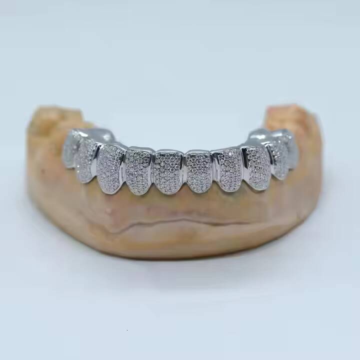 8 Teeth Iced Out Grillz Top Bottom Moissanite Diamond Gold Silver Customize Color Teeth Grillz for Men Women Jewelry for Gift