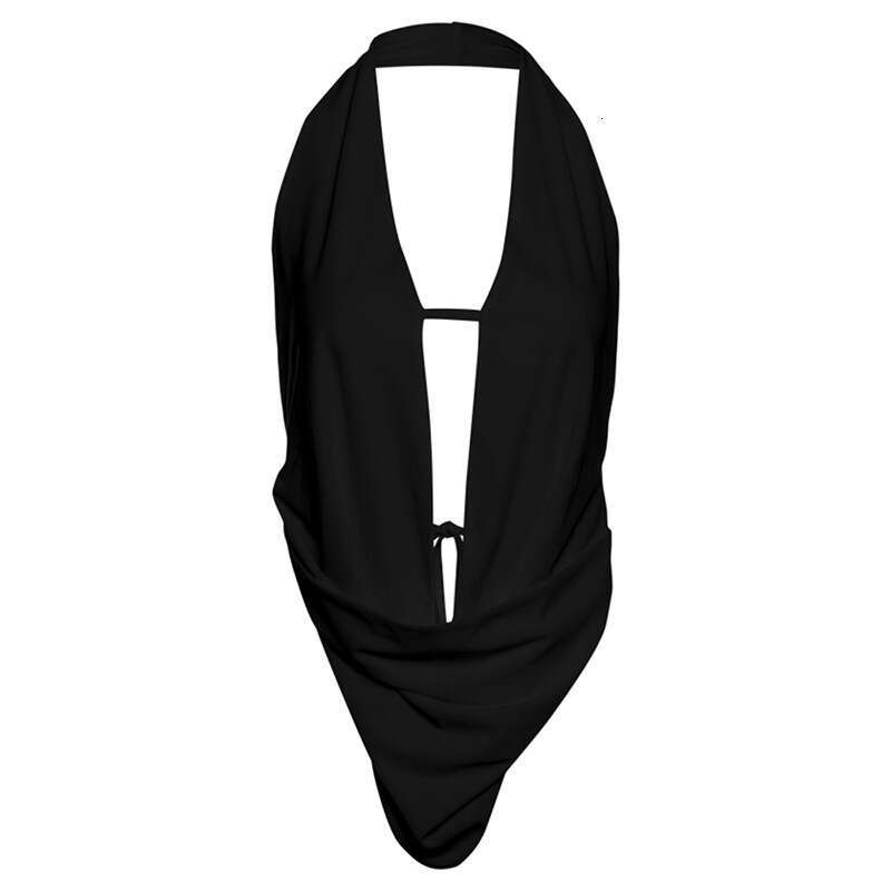 2025 Spring New Women's Solid Color Slim Fit Street Fashion Halter Sexy Backless Tank Top d0b