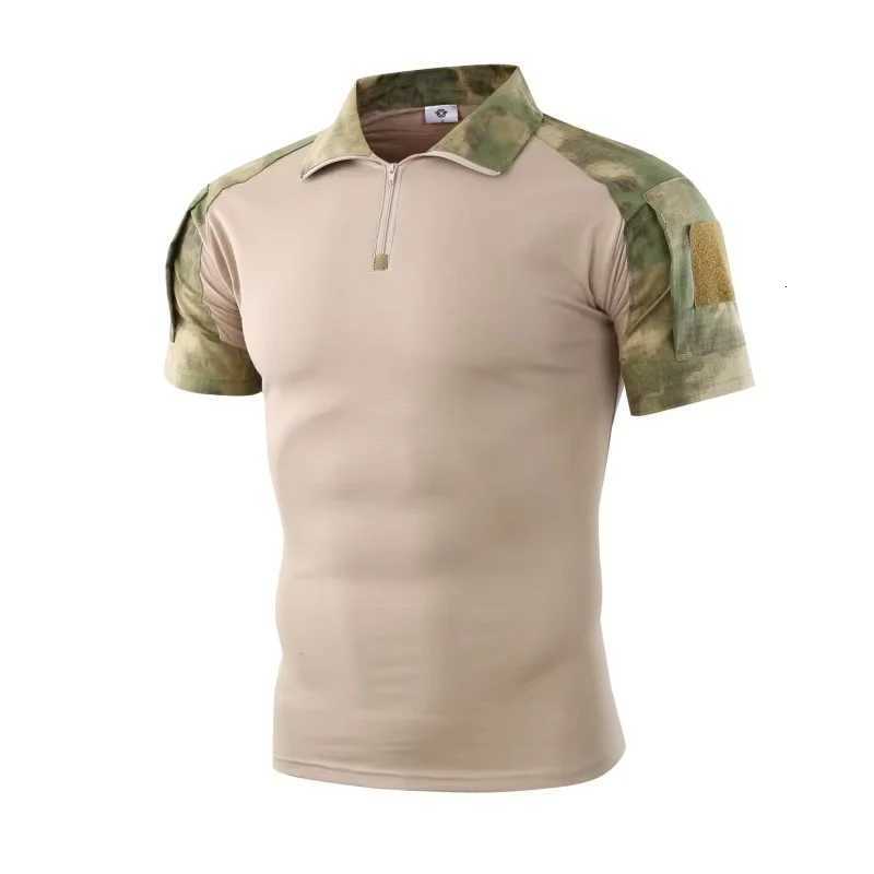 Camouflage Tactical Shirt Short Sleeve Mens Quick Dry Combat T-Shirt Military Army T Shirt Camo Outdoor Hiking Hunting Shirts Y250724