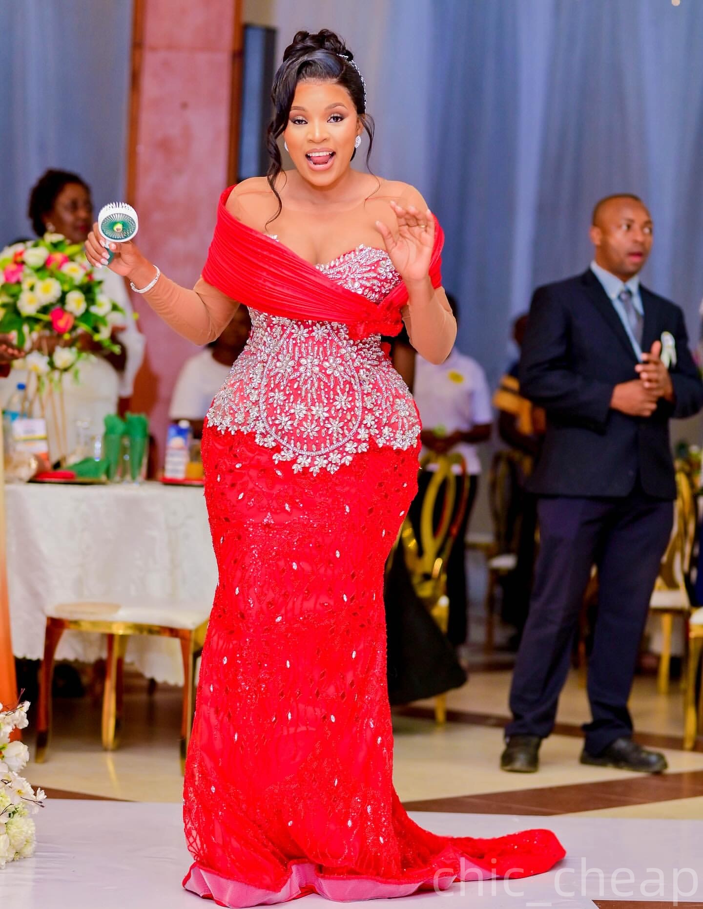 Mermaid Red Prom Dresses 2025 Sequined Crystals Full Sleeves Sparkly Evening Formal Party Second Birthday Engagement Gowns Plus Size Dress For Special