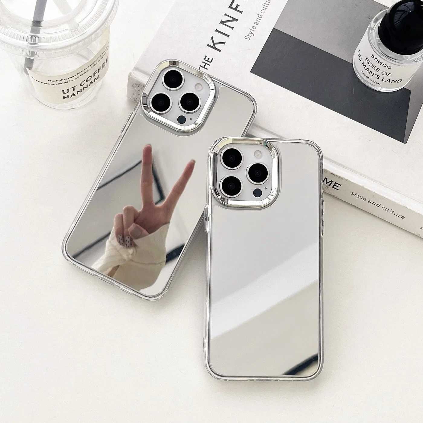 Plating Makeup Mirror Phone Case For iPhone 16 15 14 13 12 11 Pro Max XR X XS Hard Acrylic Shockproof Bumper Cover R250724