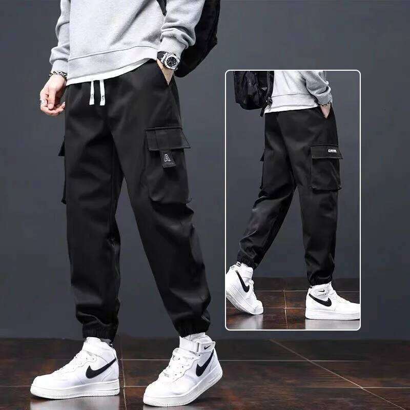 Men's Casual Vintage American Style Streetwear Sweatpants Loose Fit Trousers Functional Jogging Pants For Spring Autumn