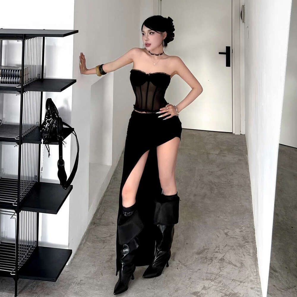 2025 Summer New Elegant Slim Fit Versatile Top Irregular Slimming Skirt Set Women's Clothing 9e0