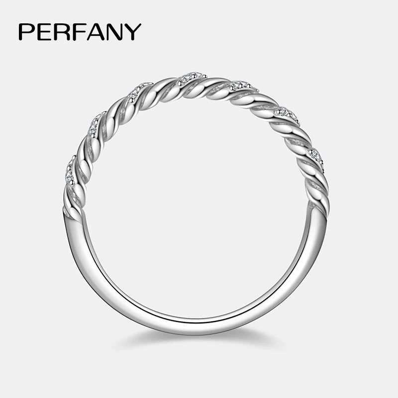 PERFANY All Mo Silica Ring Womens 100% Pure Silver Twisted Pattern Design GRA Laboratory Diamond Wedding High End Jewelry W250417