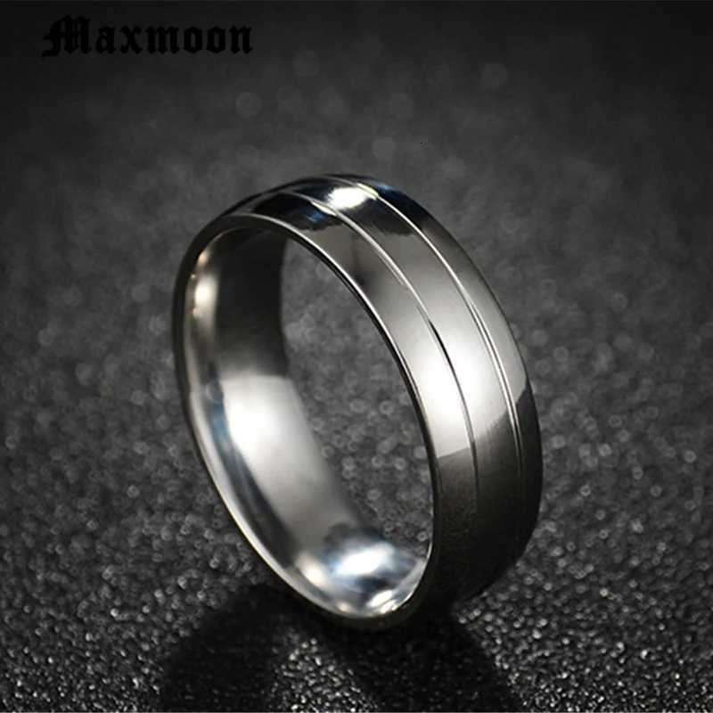 Maxmoon Womens Wedding Ring Mens Couple Zirconia Band Stainless Steel Anniversary Engagement Jewelry Alliance Bijoux W250417