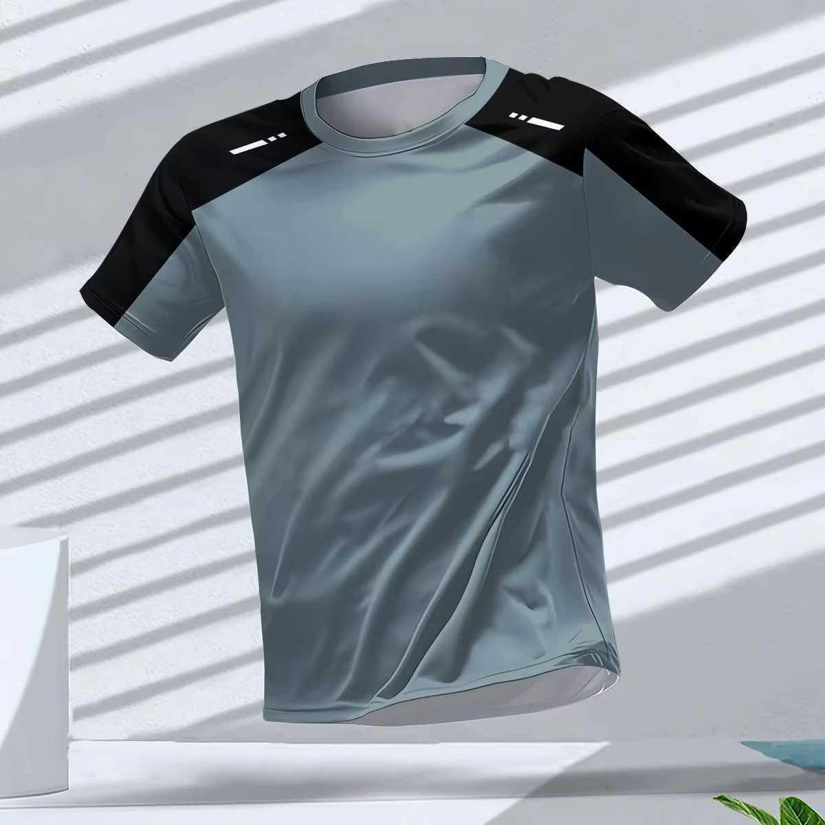 Mens outdoor summer outdoor running fitness short-sleeved quick-drying breathable mens T-shirt casual round neck T-shi Y250724