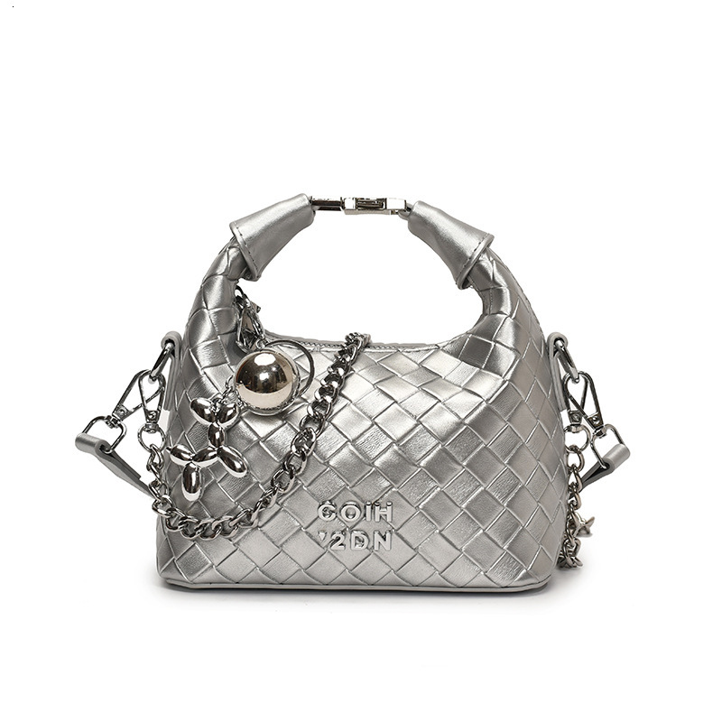 Luxury Brand Designer Bag Korean Style Woven Handbag For Women 2025 Spring Summer New Light Luxury Niche Chain Crossbody Shoulder Bag Crescent Bag