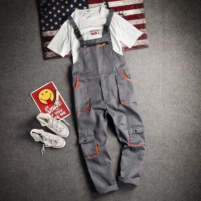 Bib Overall Casual Worker Clothing Plus Size Sleeveless Pants Protective Coverall Strap Jumpsuit Fly Pocket Uniform Dungaree 250725