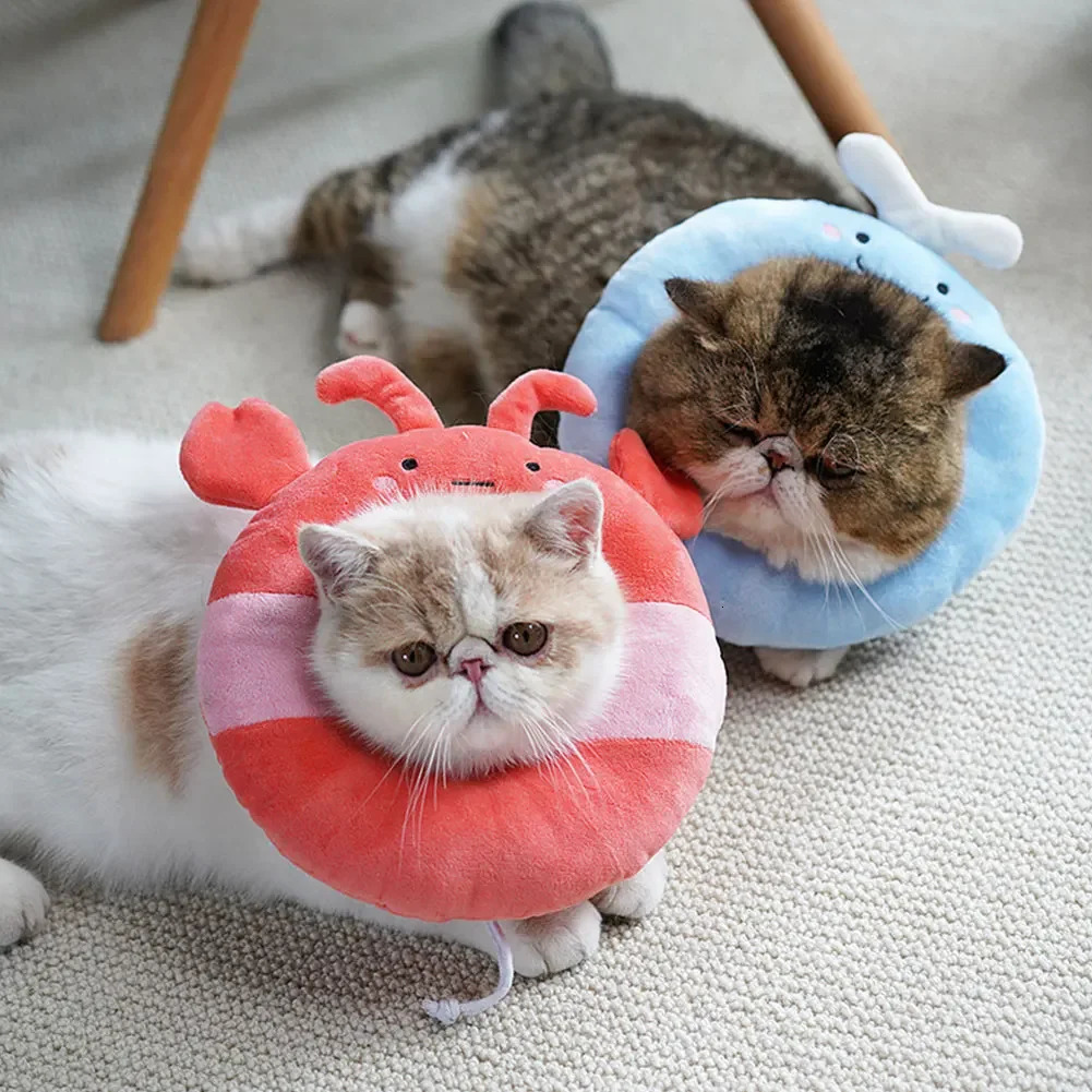 Pet Cat E-Collar Recovery Cone Protection Collar Adjustable Cotton Blends Neck Recover Collar Printed Elizabeth Circle for Cat 250716