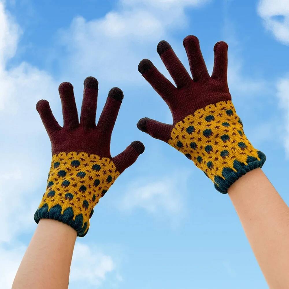 Winter warm cute winter ladies plus veet cycling windproof knitted touch screen gloves ddmythur