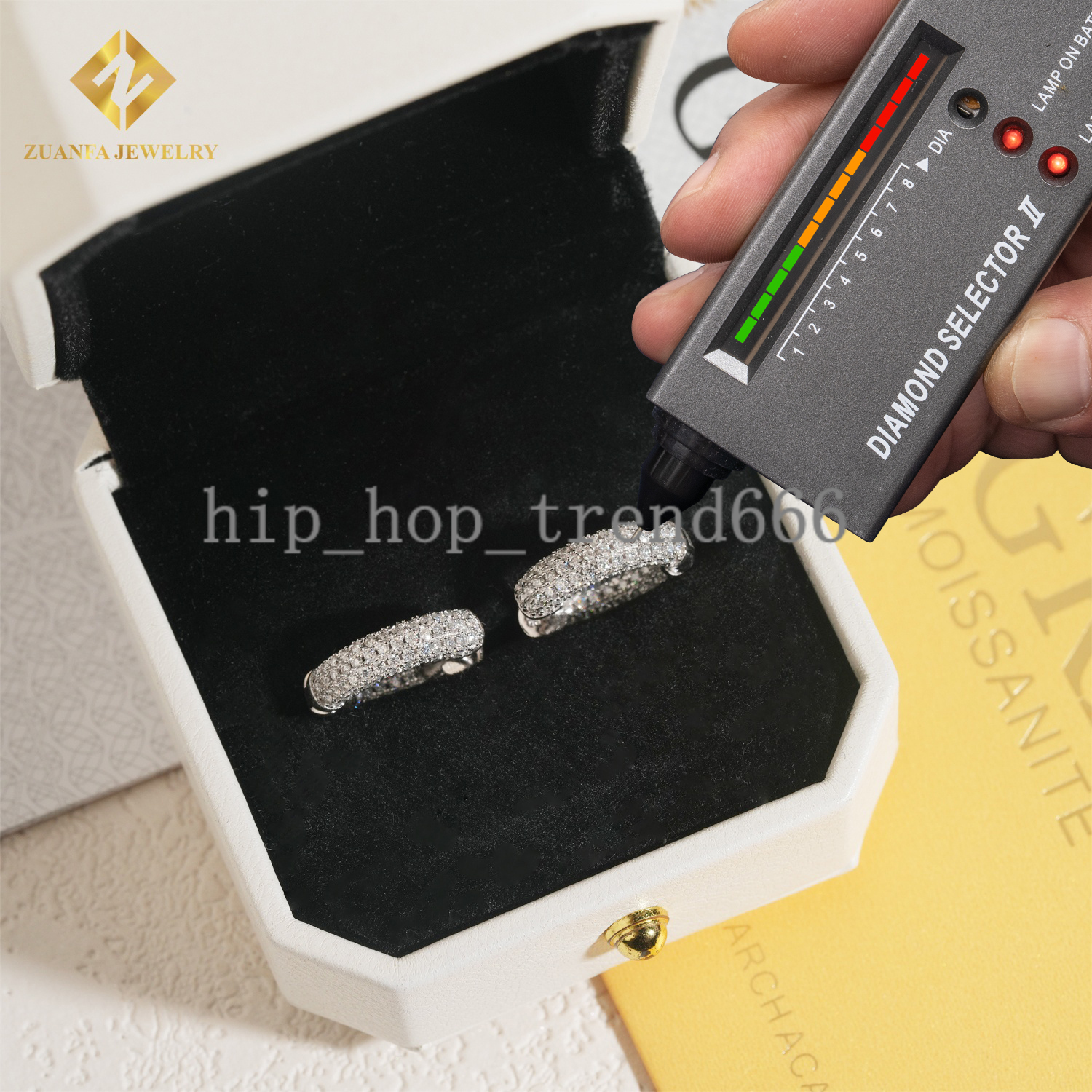 Iced Out 3 Rows VVS Moissanite Diamond Earrings 925 Silver Jewelry Trendy Hip Hop Hoop Earrings Diamonds for Men Women