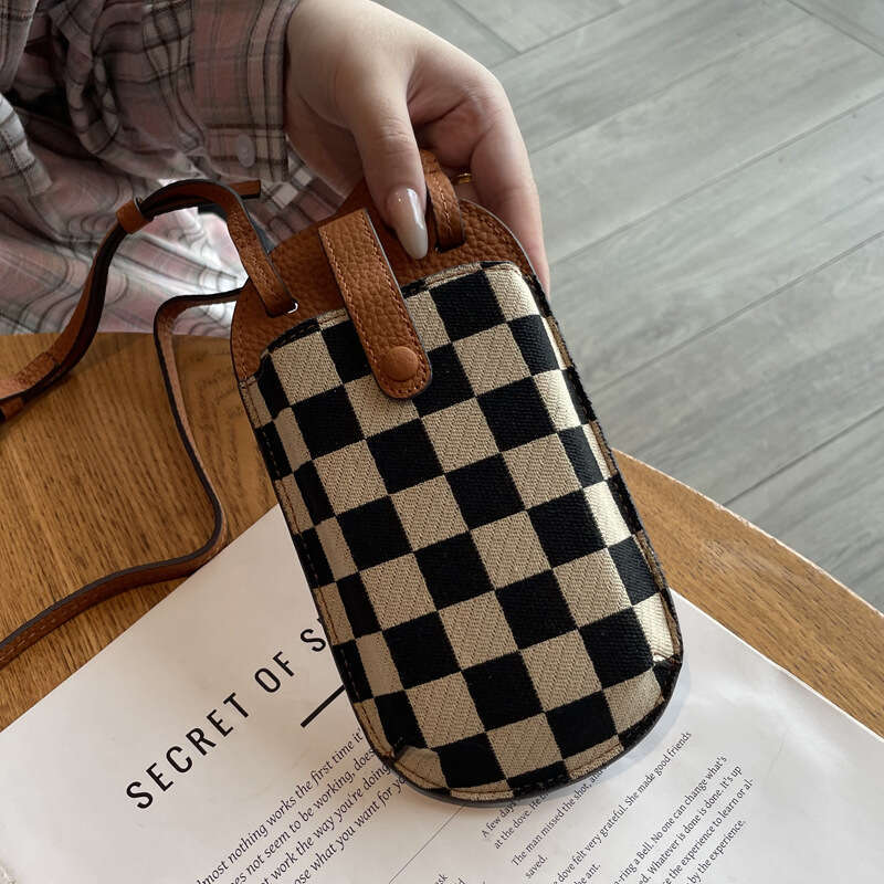 Mobile Phone Bag for Women, Crossbody Super Popular Mini Bag New Fashion Canvas Versatile Lightweight Genuine Leather
