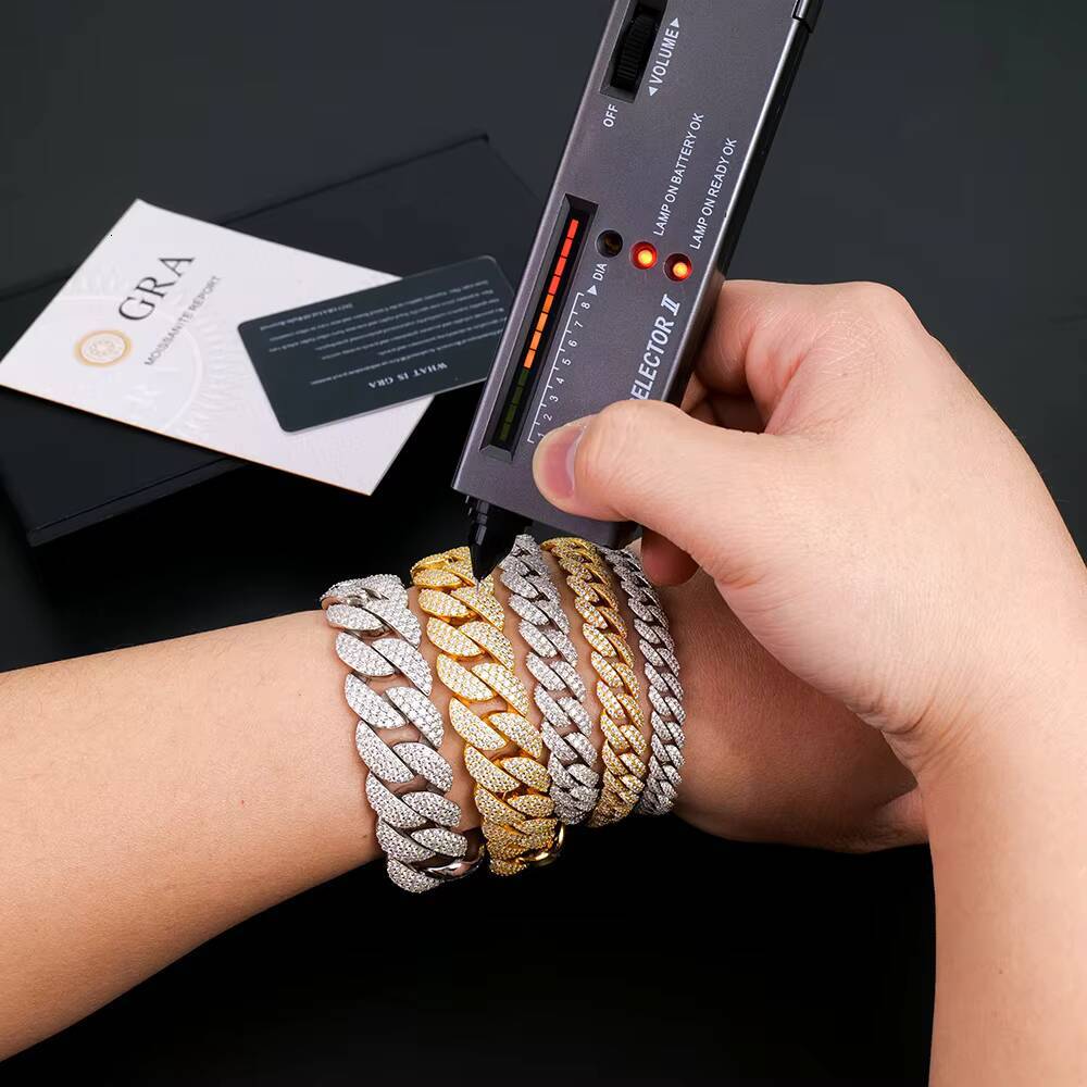 Wholesale Bulk Miami 8-20mm Gold Plated Silver 925 Vvs Diamond Mossanite Moissanite Iced Out Cuban Link Arc Bracelet for Men