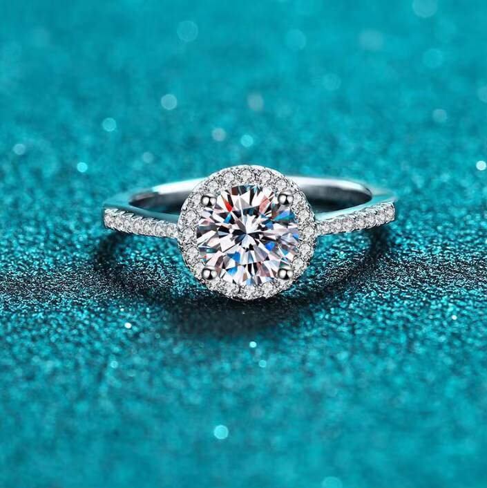 S925 Sterling Silver Round Moissanite Ring Direct Sales Fashion Ring From Merchant