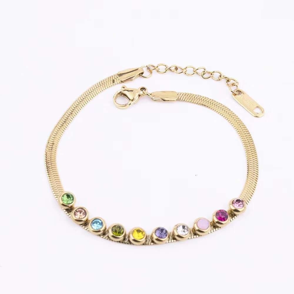 Stainless Steel Blade Chain Colorful for Women High-end Beaded Style Color-retaining Eco-friendly Vacuum Plated Bracelet ddmypluto
