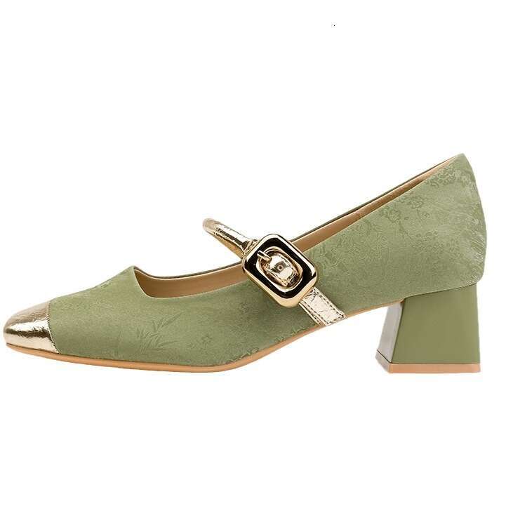 Yuanlitong Women's Fashion Single 2025 New National Style Mary Jane Shoes Women, High-End Sheepskin High Heels for Outdoor Wear