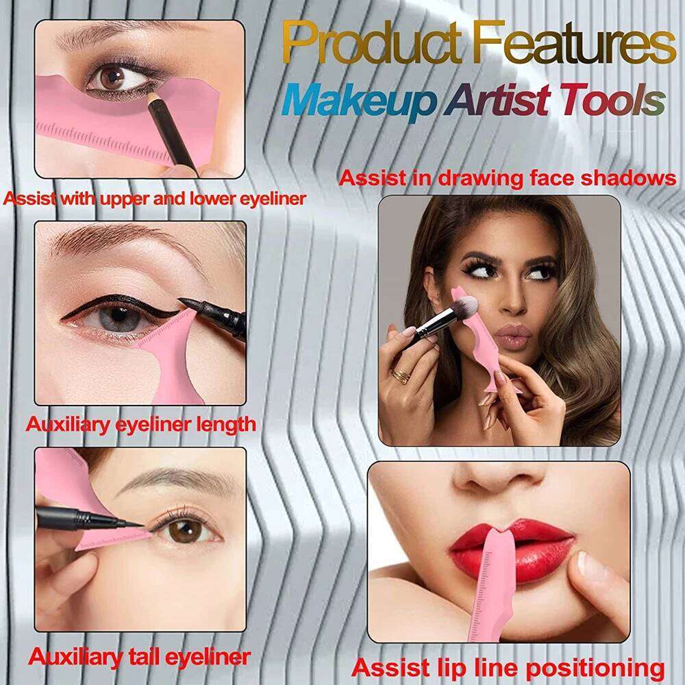 1pc Stencils Ruler Reusable Silicone Winged Tip Eyeliner Aid Eyebrow Pencil Stencil 5 in1 lti-Functional Makeup Tools X250725