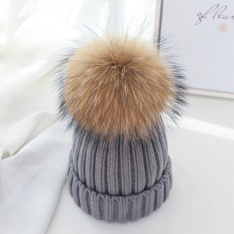 Winter Female Fur Pom Poms Hat Winter Hat For Women Girls Knitted Beanie Thick Women Skullies Beanies 250724
