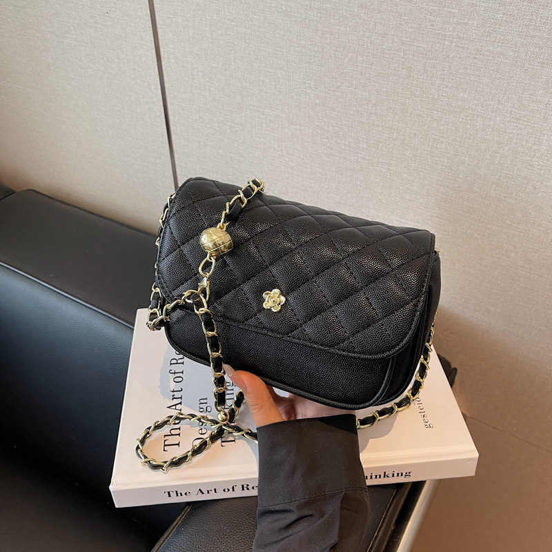 Luxury Brand Designer Bag Camellia Bag For Women 2025 New Quilted Chain Bag Small Gold Ball Crossbody Bag Versatile Niche Single Shoulder Small Square