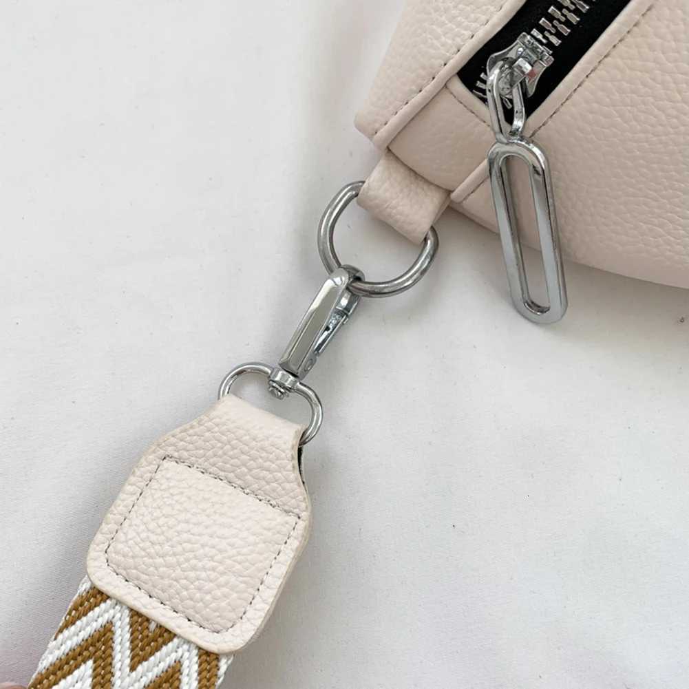 Crossbody Bag Wide Jacquard Strap Traveling Bag PU Leather Fi Casual Solid Color Portable Simple for Outdoor Hiking Y250724