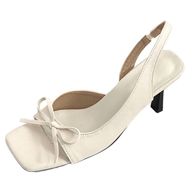 Ddmysports Butterfly Knot Back Thin Heel Sandals For Women Summer New Style One Strap Elegant Open Square Toe High Heels Outdoor Shoes