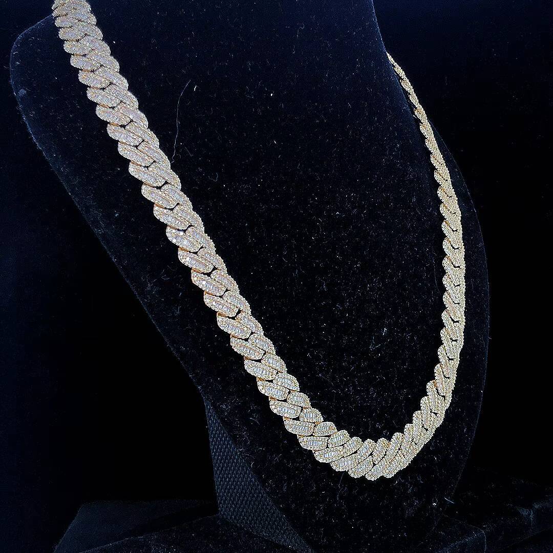 Xingsial 100% Diamond Test GRA 18mm Size 925 Sterling Silver Link Chain Moissanite Necklace Moissanite Tennis Chain