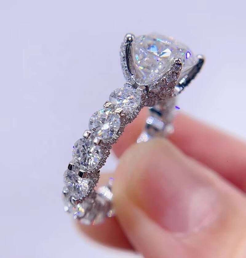 Vintage Style 925 Silver Real Gold Fully Iced VVS Lab Diamond Ring Moisasnite