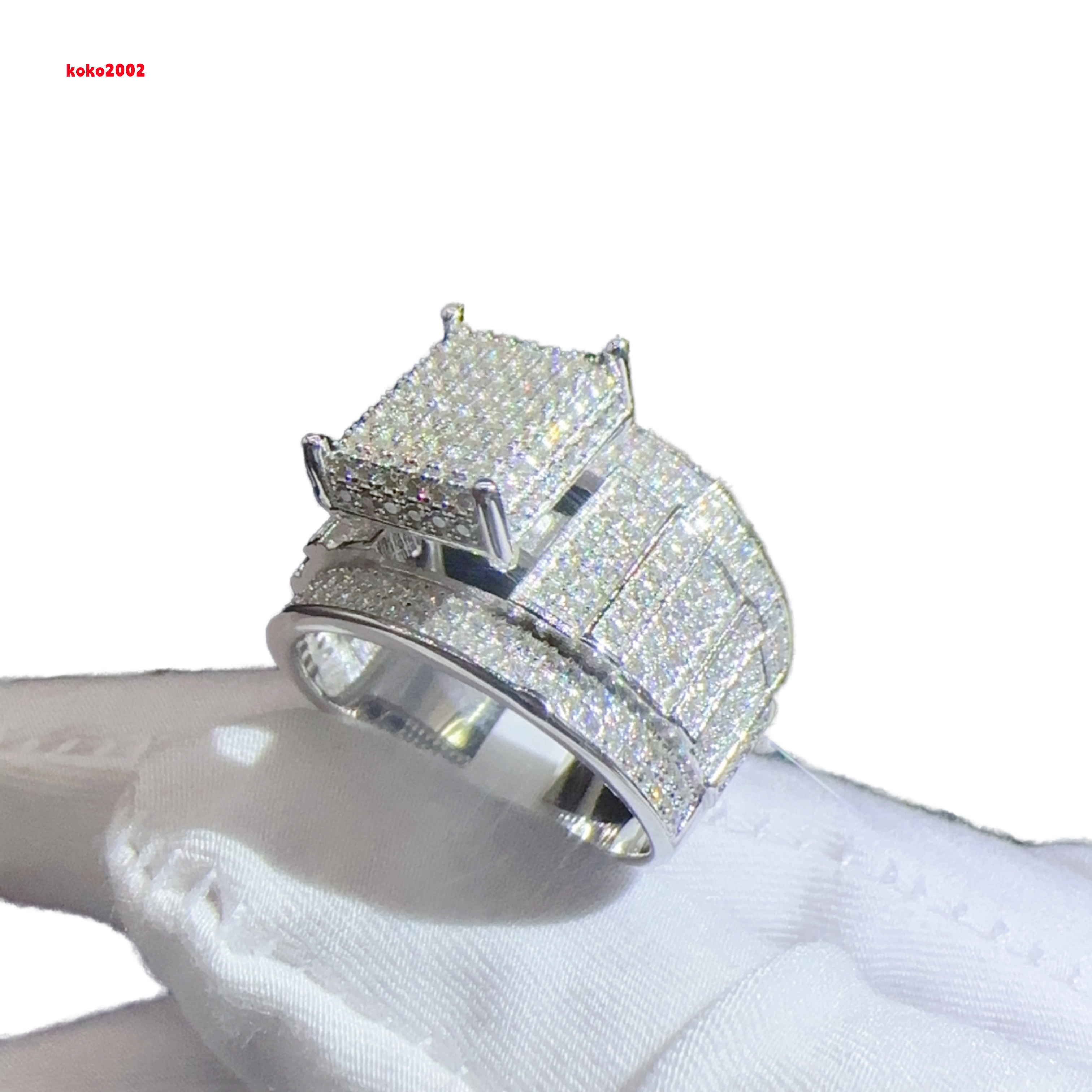 Dubai Style Cool VVS Moissanite Ring for Men 925 Silver Hip Hop Fashion Jewelry with Iced Paved Statement Piece