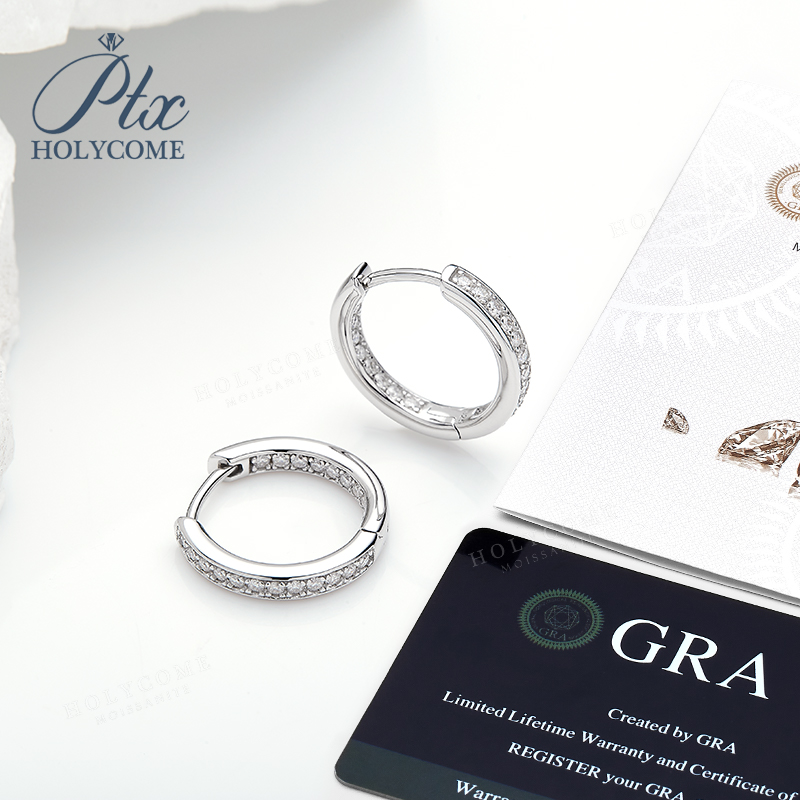 Fashion Moissanite Hoop Earrings 925 Sterling Silver Plated 18K Gold Women's Earrings Three Colors Optional Versatile Jewelry Gift Party