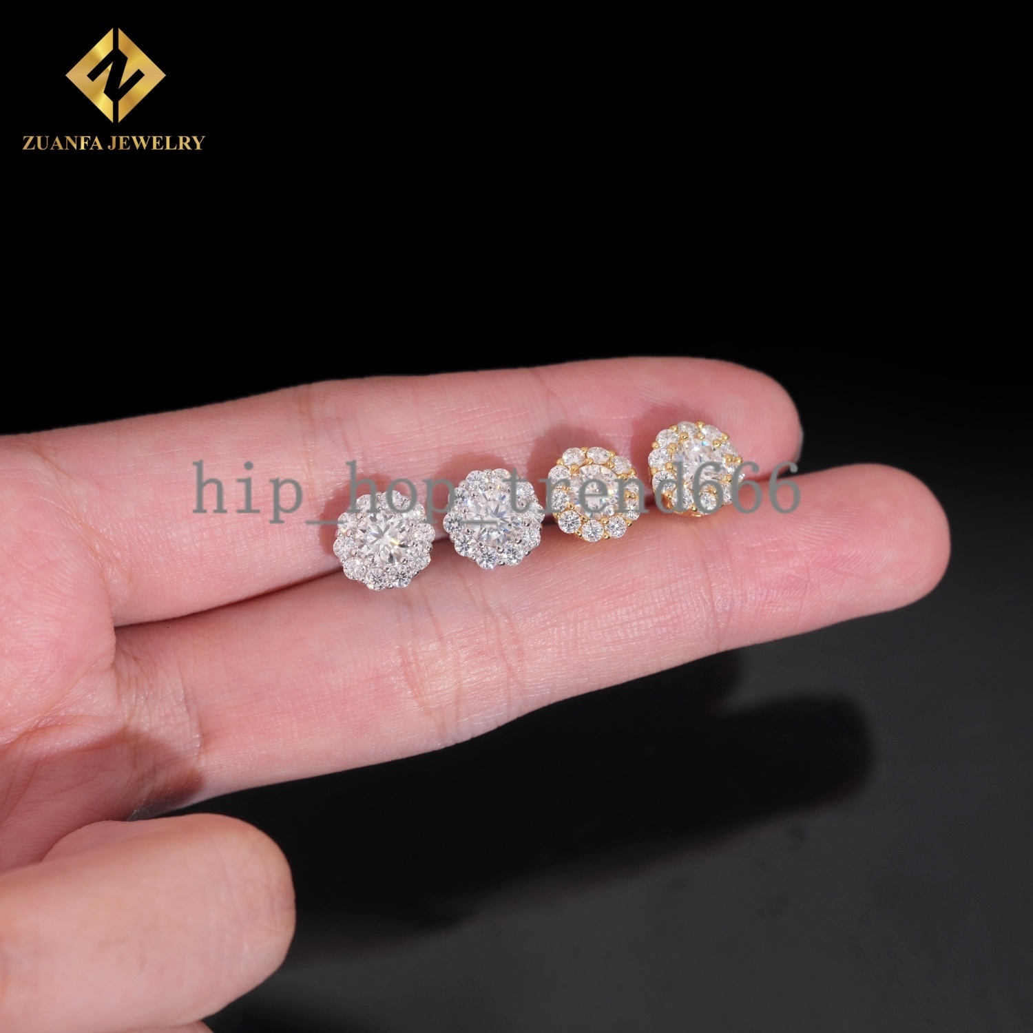 Hot Saling 8.8mm Moissanite Earring Rapper Fashion Diamond Earring Solid 18k Gold 925 Silver VVS1 Moissanite Iced Out Earrings