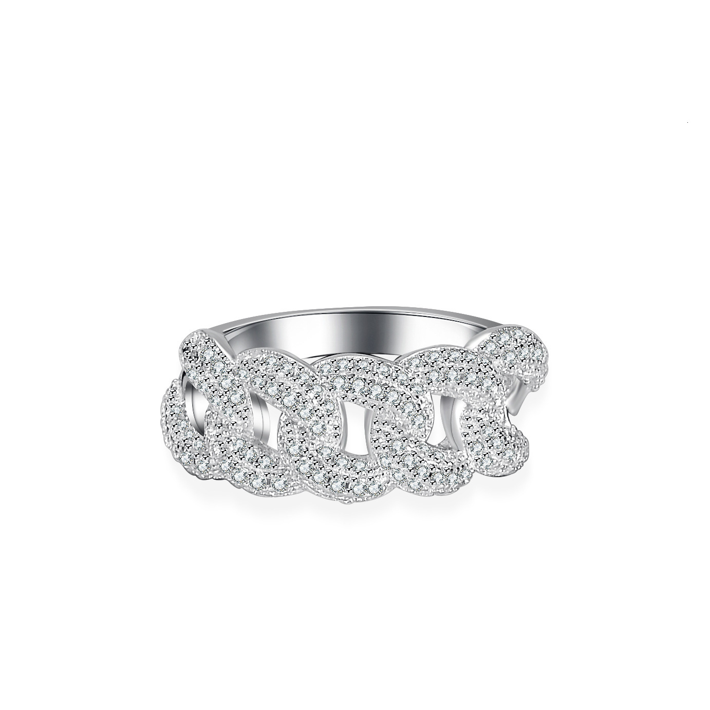 S925 Luxury Jewelry Silver Ring Moissanite Moissanite Cross Designer Jewelry Women's European And American Double Row Ring Cuban Ring Cross-borde