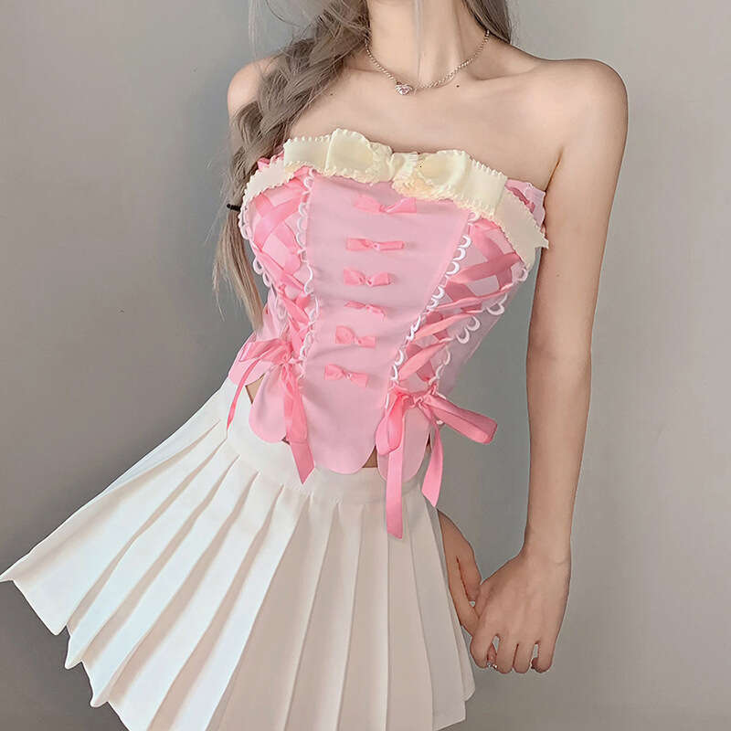 Style 2022 Summer New Women's Sexy Fashion Tie Strap Off-Shoulder Tube Top f14