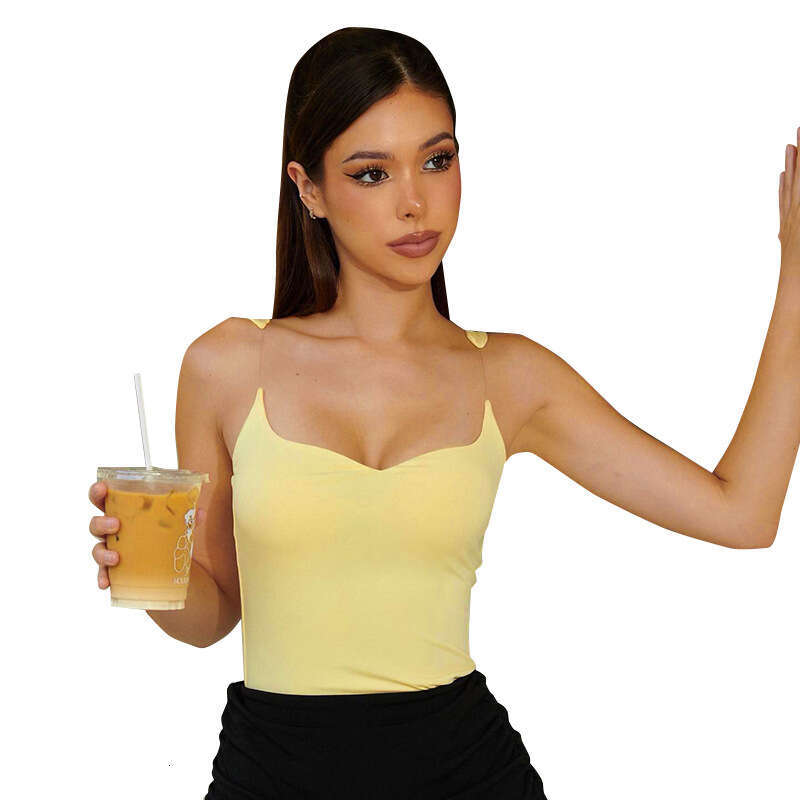 Mtp182 Women's Summer INS New Solid Color Sleeveless Square Neck Simple Sexy Camisole Top B5