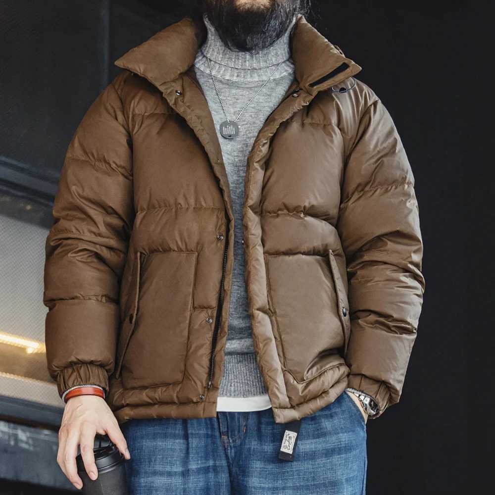 Mens Wax Surface 90% Down Jacket Men Removable Hooded Thickened Warm Winter Stand-up Collar Coat Mens Padded Outer Clothing X250725