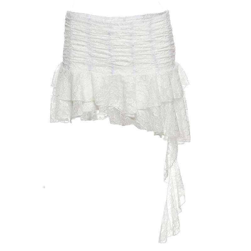 INS Style 2025 Spring New Women's Solid Color Slim Fit Fashion High Waist Lace Mesh Skirt 185