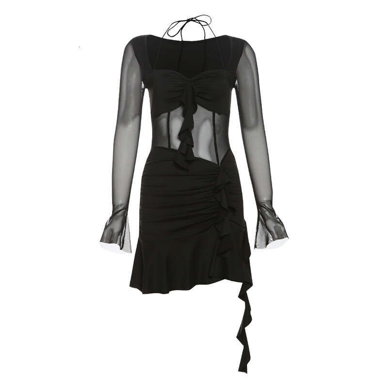 2024 Autumn Winter New Women's Solid Color Slim High Waist Bodycon Fashion Square Neck Long Sleeve Dress 5a0