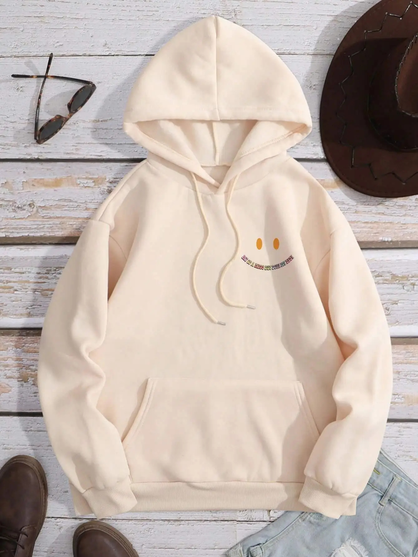 Bit Of A Mess But Doin My Letter Print Hoodie Women Fashion Comfortable Hoody Street Soft Sweatshirt Warm Fleece Tracksuit 250725