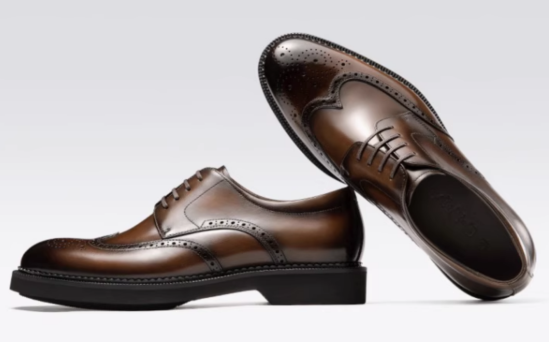 Brock leather men, genuine leather British formal leather shoes men, wedding shoes thick sole business