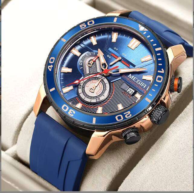 DHgargets MEGIR Men's Sports Watch - Chronograph, 30M Waterproof, Silicone Strap, Luminous, Fashion Quartz Wristwatch