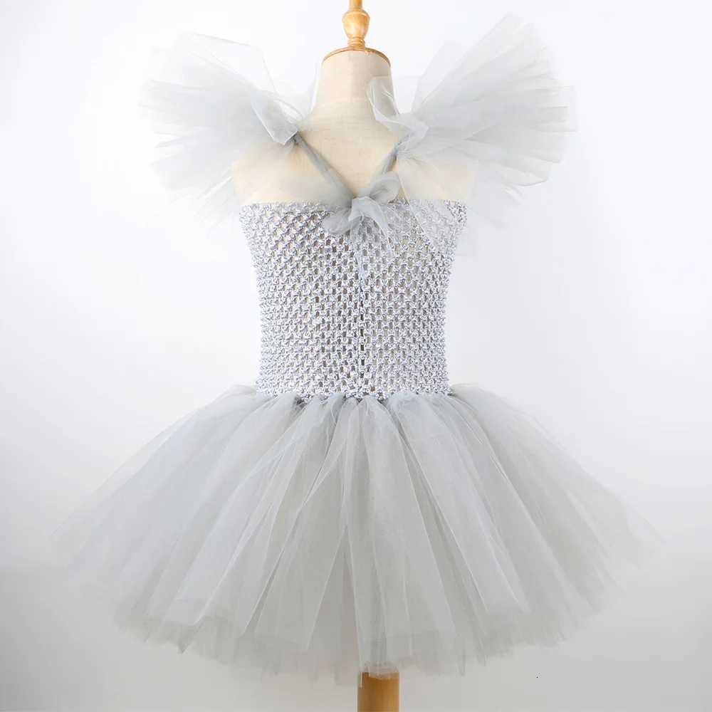Girls Gray Joker Costume Handmade Mesh Tutu Dress Kids 2024 Halloween Carnival Cosplay Par Creepy Clown Children Clothes Z250725