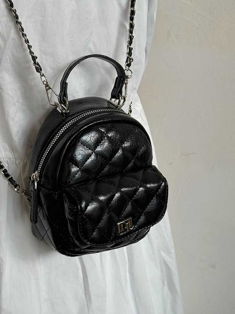 2025 new diamond grid chain mini backpack reliable and casual mens daily commuting versatile small backpack Y250724