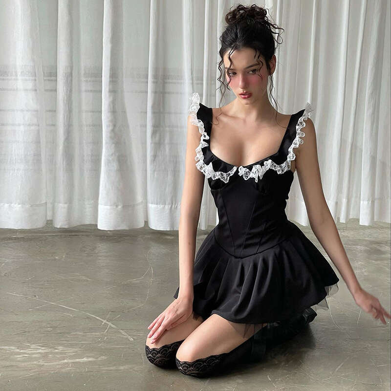 2024 Autumn Winter New Women's Solid Color Slim High Waist Street Fashion Strap Sleeveless Dress b5f